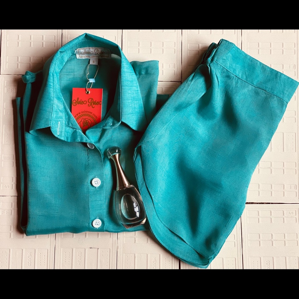 Women Silky Viscose Ocean shorts pajama Set